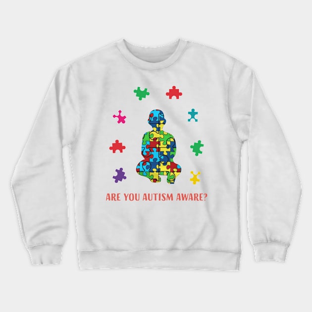 Autism Awareness Day Month Are You Autism Aware Gift Kids Crewneck Sweatshirt by HomerNewbergereq